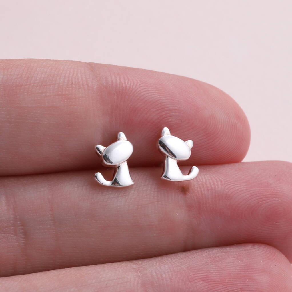 'Home Is' Sterling Silver Cat Earrings - sterling silver-NuNu jewellery