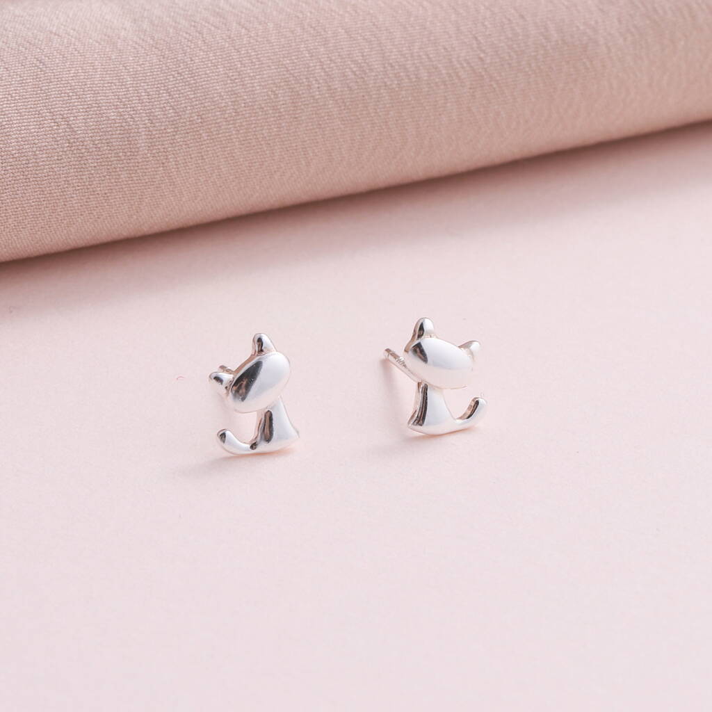 'Home Is' Sterling Silver Cat Earrings - sterling silver-NuNu jewellery