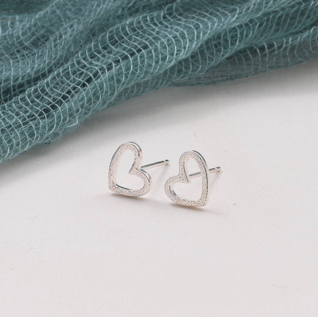 'Little Bit Of Love' Heart Earrings Sterling Silver - sterling silver-NuNu jewellery