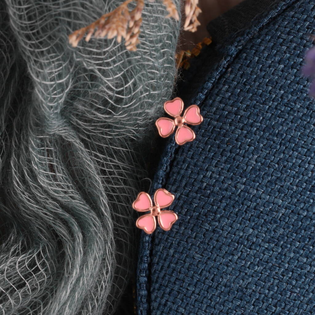 'Little Bit Of Luck' Clover Sterling Silver Earrings - sterling silver-NuNu jewellery