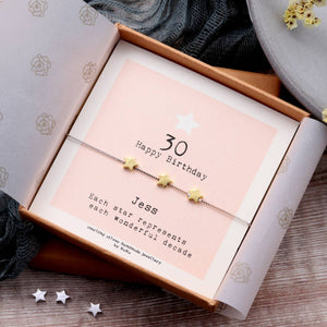 30th Birthday Stars Bracelet - sterling silver-NuNu jewellery