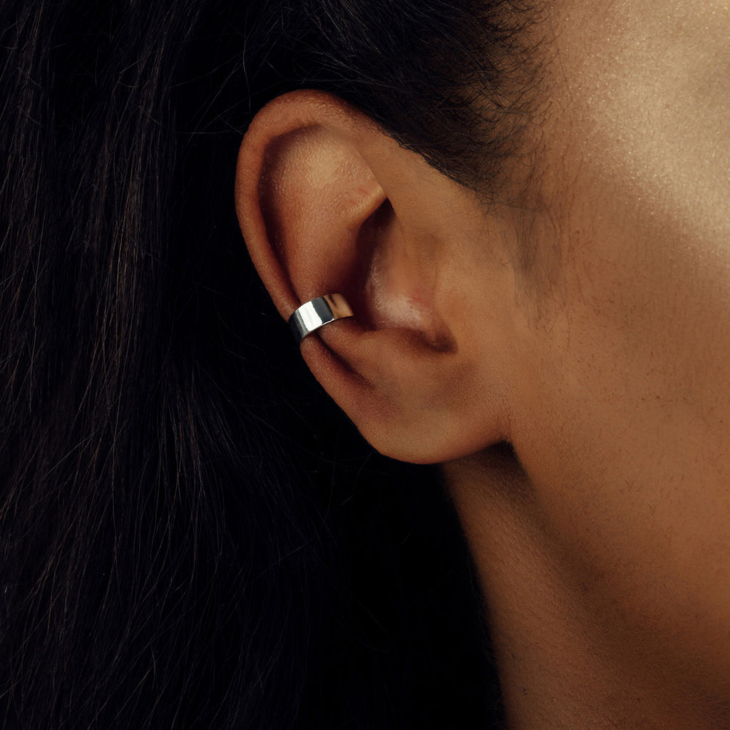Single Sterling Silver Band Ear Cuff - sterling silver-NuNu jewellery
