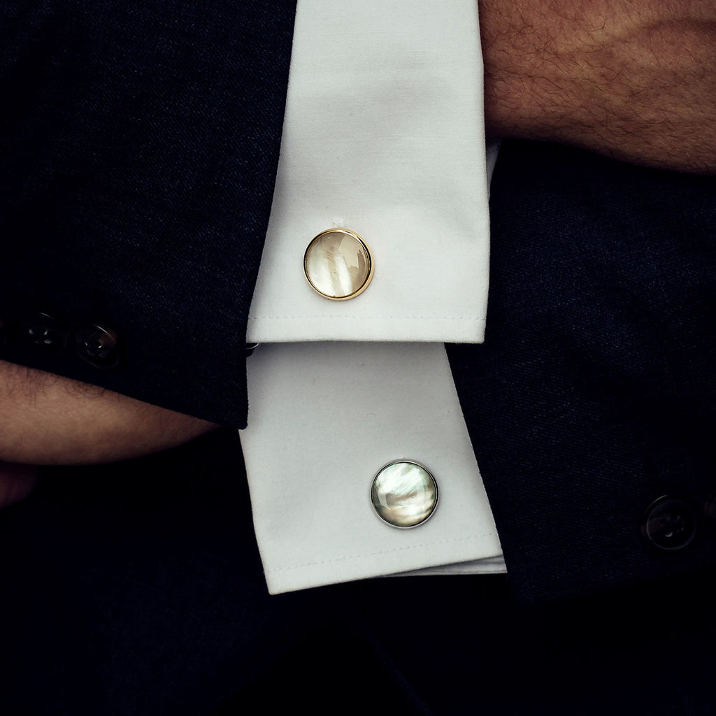 Mother of Pearl Cufflinks - sterling silver-NuNu jewellery