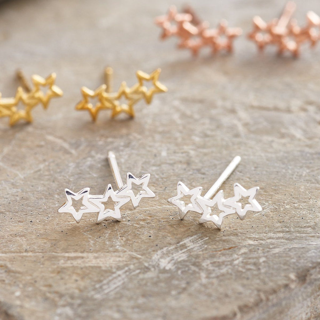 Sterling Silver Twinkle Star Earrings Studs - sterling silver-NuNu jewellery