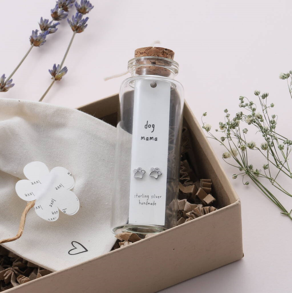 Message Bottle Earrings 'Dog Mama' - sterling silver-NuNu jewellery