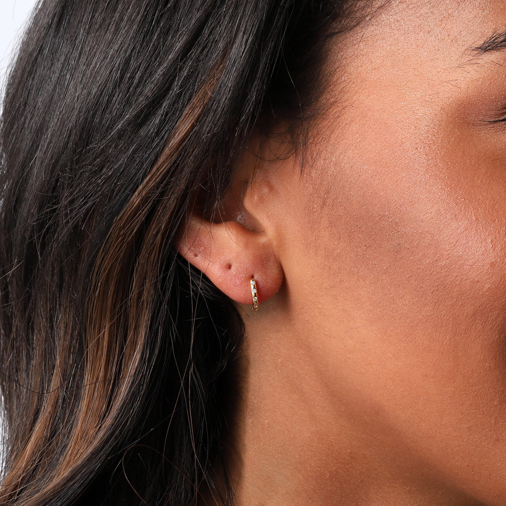 Sterling silver crystal studded ear hoops - sterling silver-NuNu jewellery