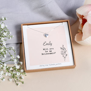 Bridesmaid Thank You Heart Necklace - sterling silver-NuNu jewellery