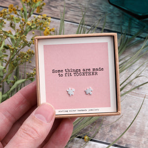 'Some Things Are Made To Fit Together' Earrings - sterling silver-NuNu jewellery