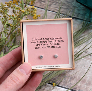 'Friends Are Diamonds' Sterling Silver Earrings - sterling silver-NuNu jewellery