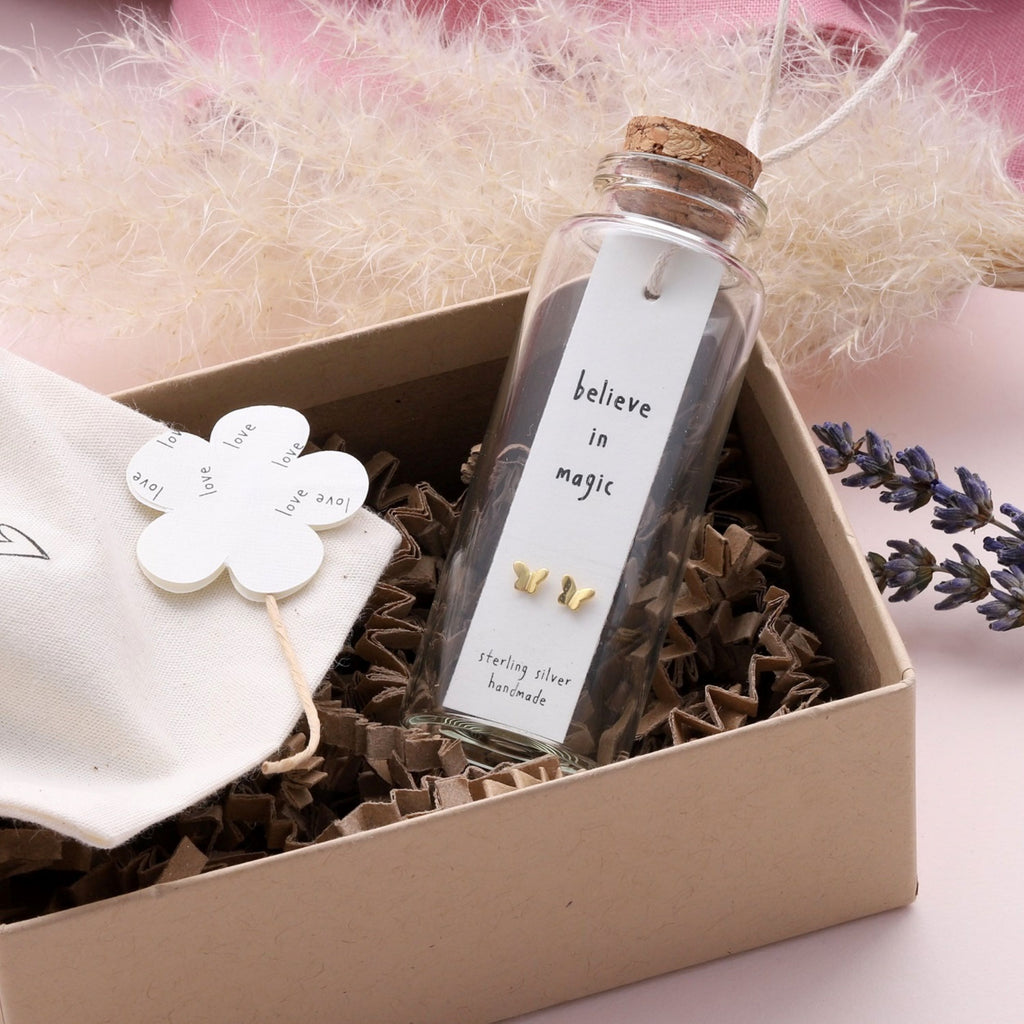 Earrings In A Message Bottle 'Believe In Magic' - sterling silver-NuNu jewellery