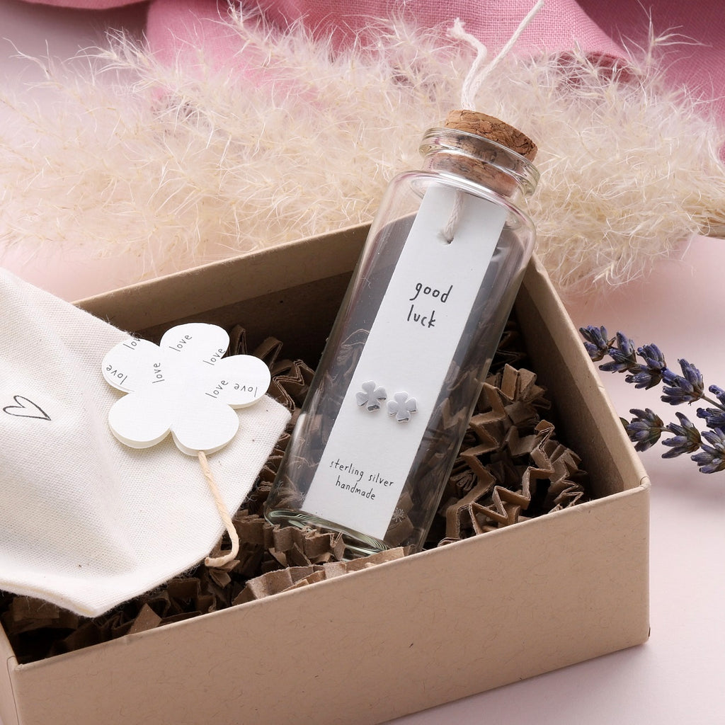 Earrings In A Message Bottle 'Good Luck' - sterling silver-NuNu jewellery