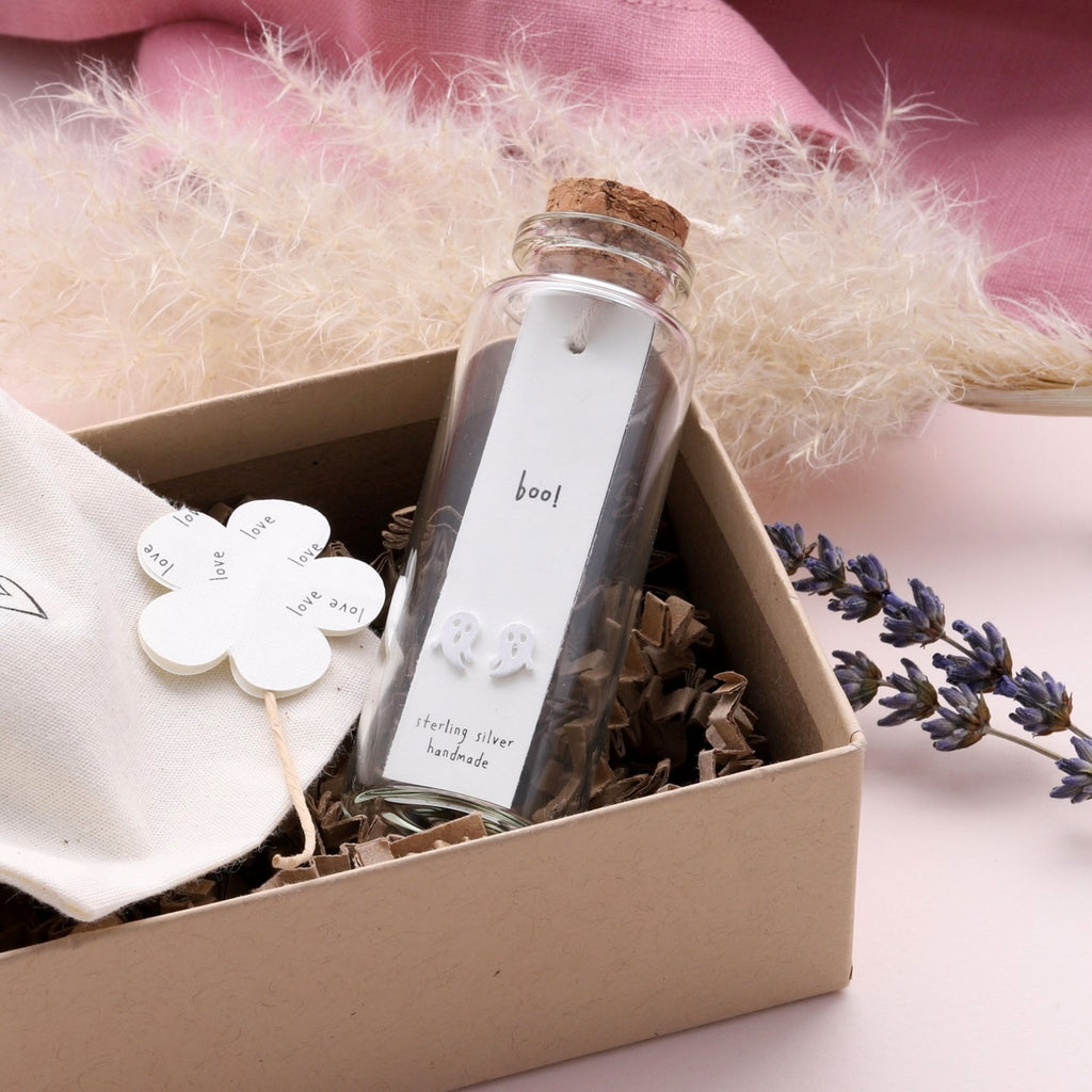Earrings In A Message Bottle 'Boo' - sterling silver-NuNu jewellery