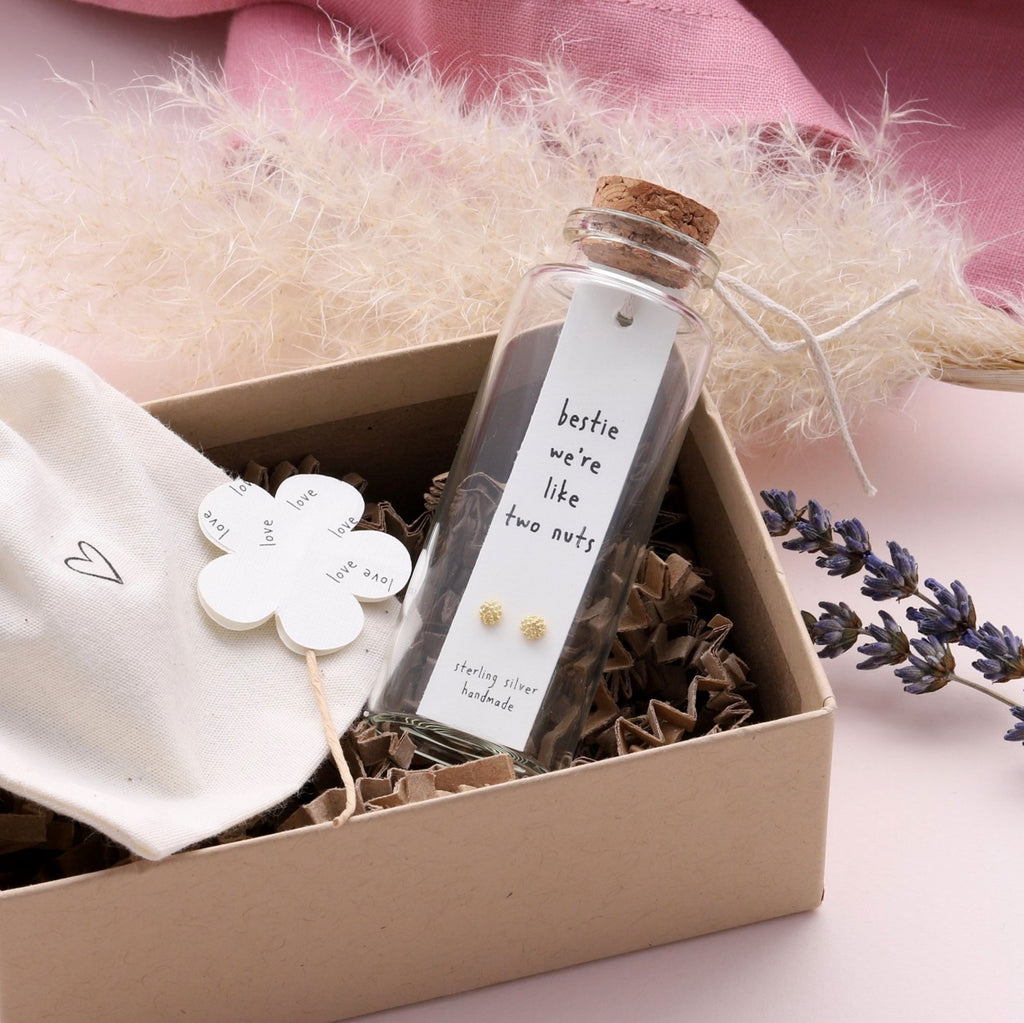 Earrings In A Message Bottle 'Bestie Nuts' - sterling silver-NuNu jewellery