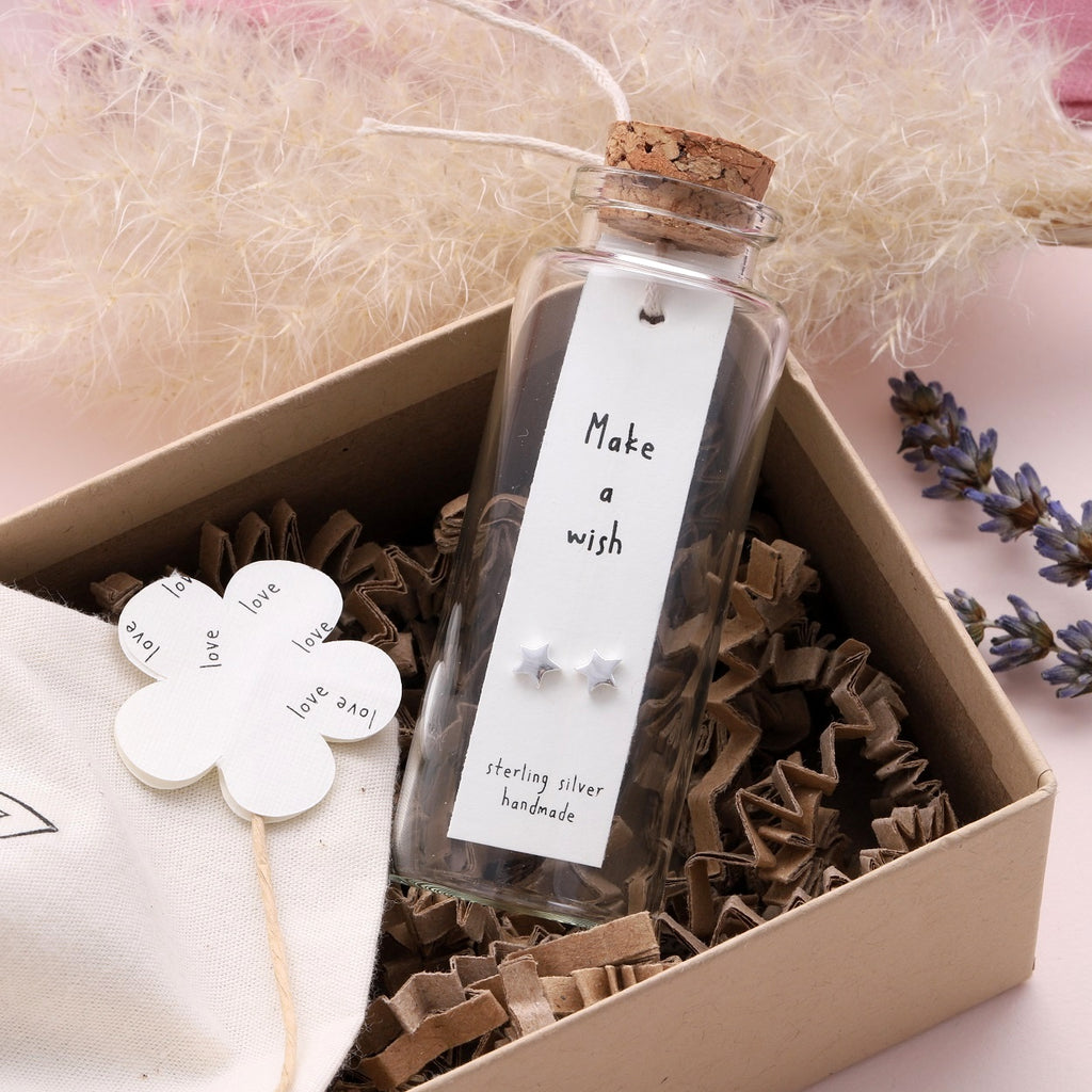 Earrings In A Message Bottle 'Make A Wish' - sterling silver-NuNu jewellery