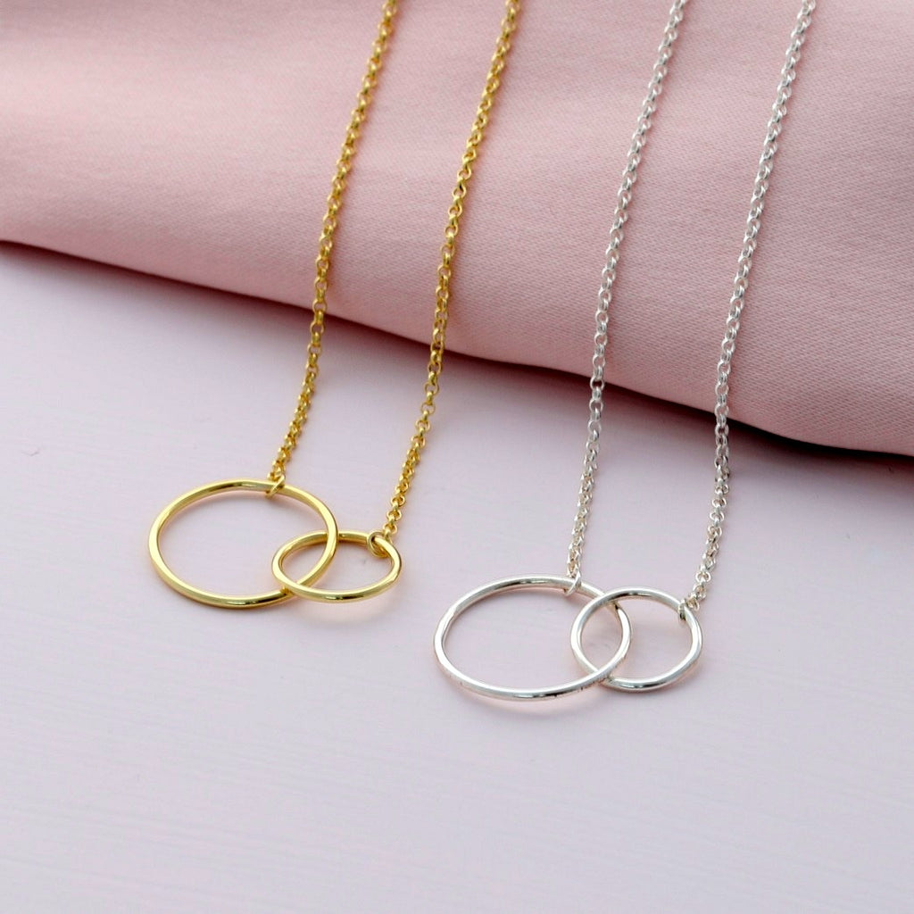 Sterling Silver Big and Small Circle Necklace - sterling silver-NuNu jewellery