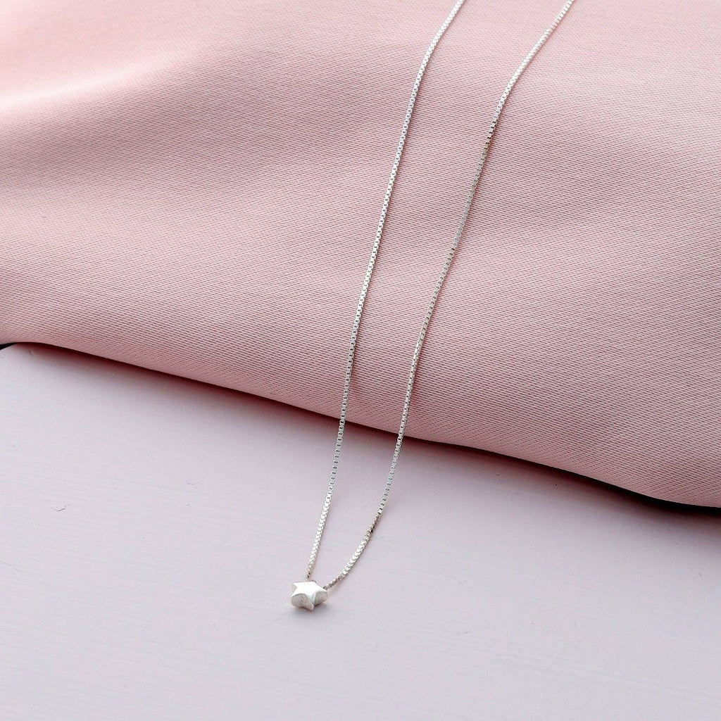 Sterling Silver Mini Star Pendant Necklace - sterling silver-NuNu jewellery