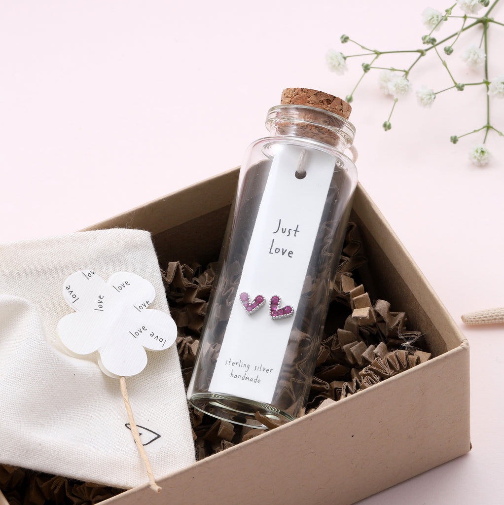Message Bottle Earrings 'Just Love' - sterling silver-NuNu jewellery