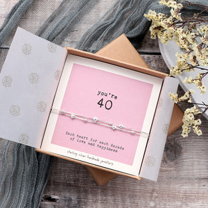 Sterling Silver Hearts Bracelet For 40th Birthday - sterling silver-NuNu jewellery