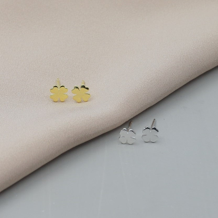 Sterling Silver Four Leaf Clover Earrings - sterling silver-NuNu jewellery