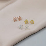 Sterling Silver Glistening Snowflake Studs Or Necklace - sterling silver-NuNu jewellery