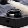 Stylish Multi Layered Leather Bracelet For Men - sterling silver-NuNu jewellery