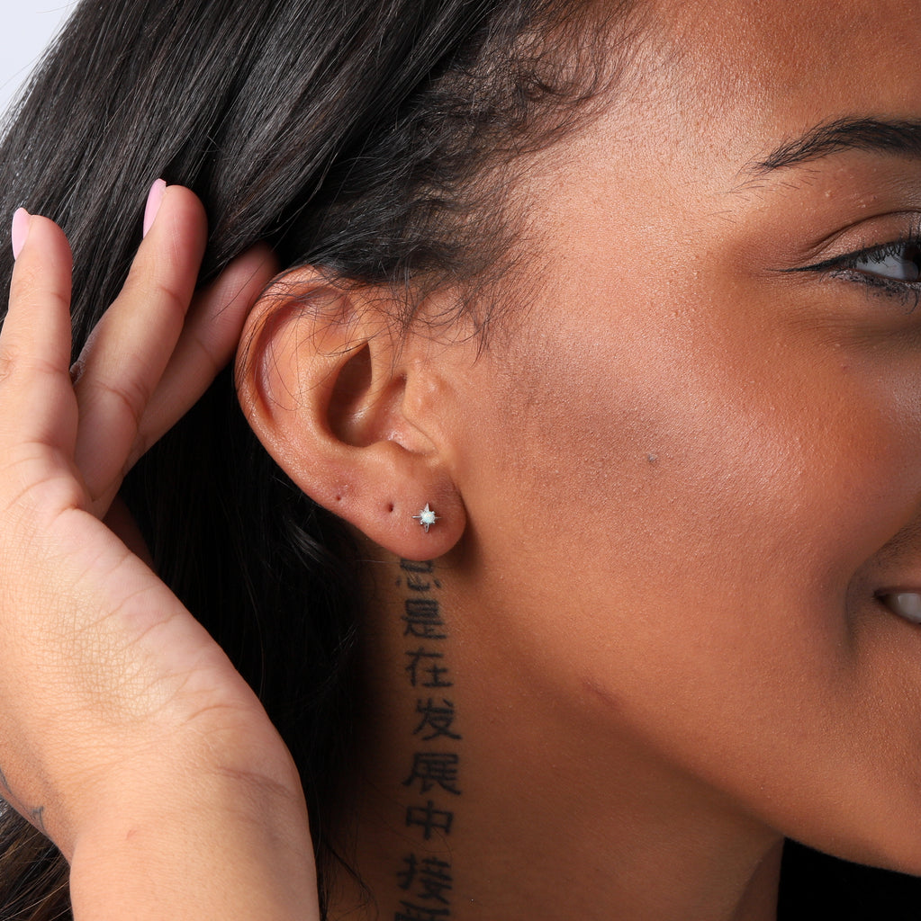 Turquoise gem stone sterling silver star earrings - sterling silver-NuNu jewellery