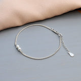 Sterling Silver Two Pearl Bracelet - sterling silver-NuNu jewellery