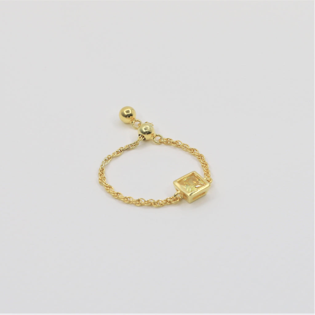 Gem Chain Ring - sterling silver-NuNu jewellery