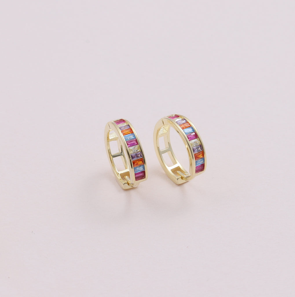 Sterling silver Multi colour gem stone hoop - sterling silver-NuNu jewellery