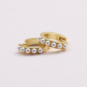 Sterling silver mini pearls hoop - sterling silver-NuNu jewellery