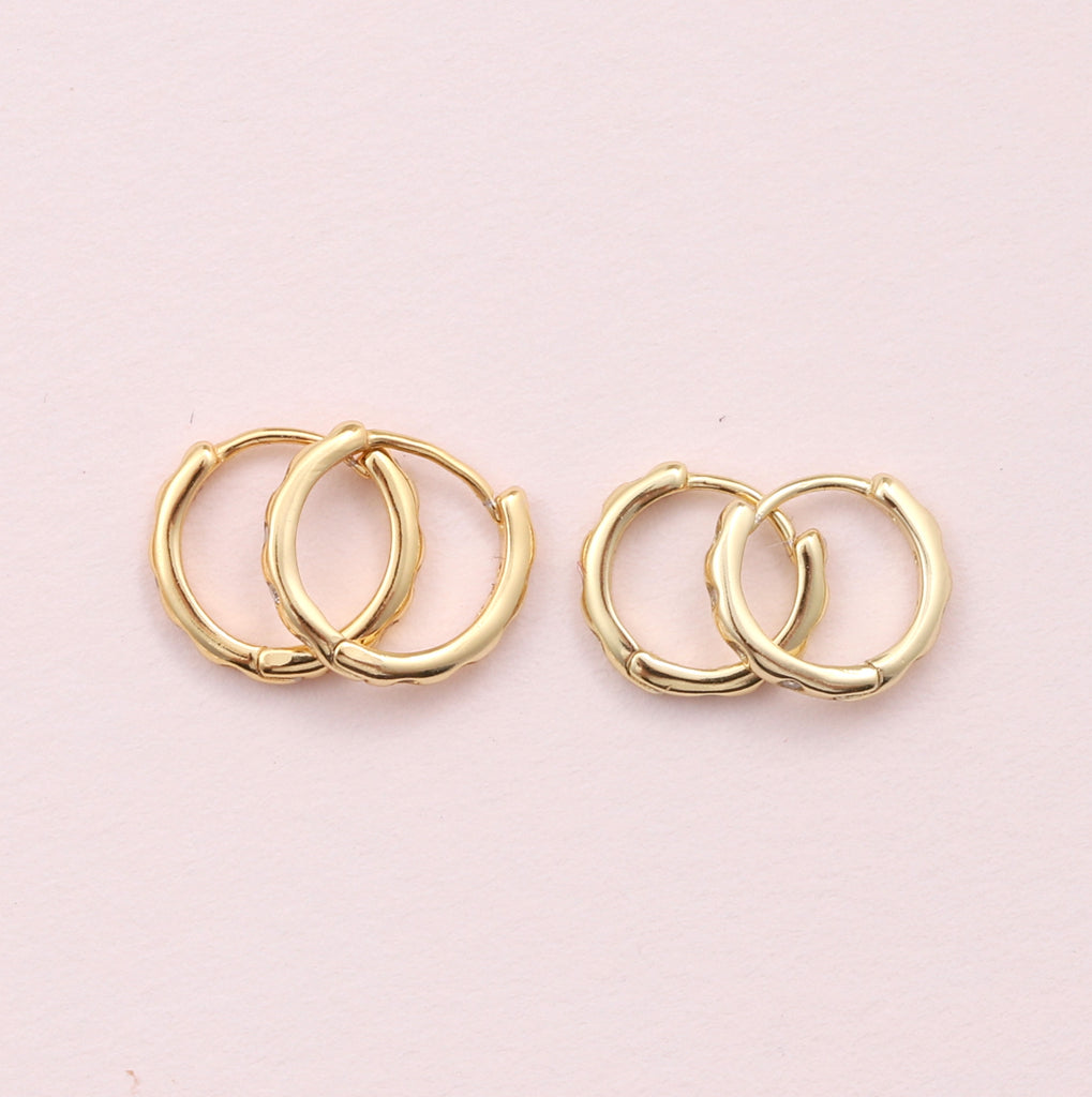 Sterling silver crystal studded ear hoops - sterling silver-NuNu jewellery