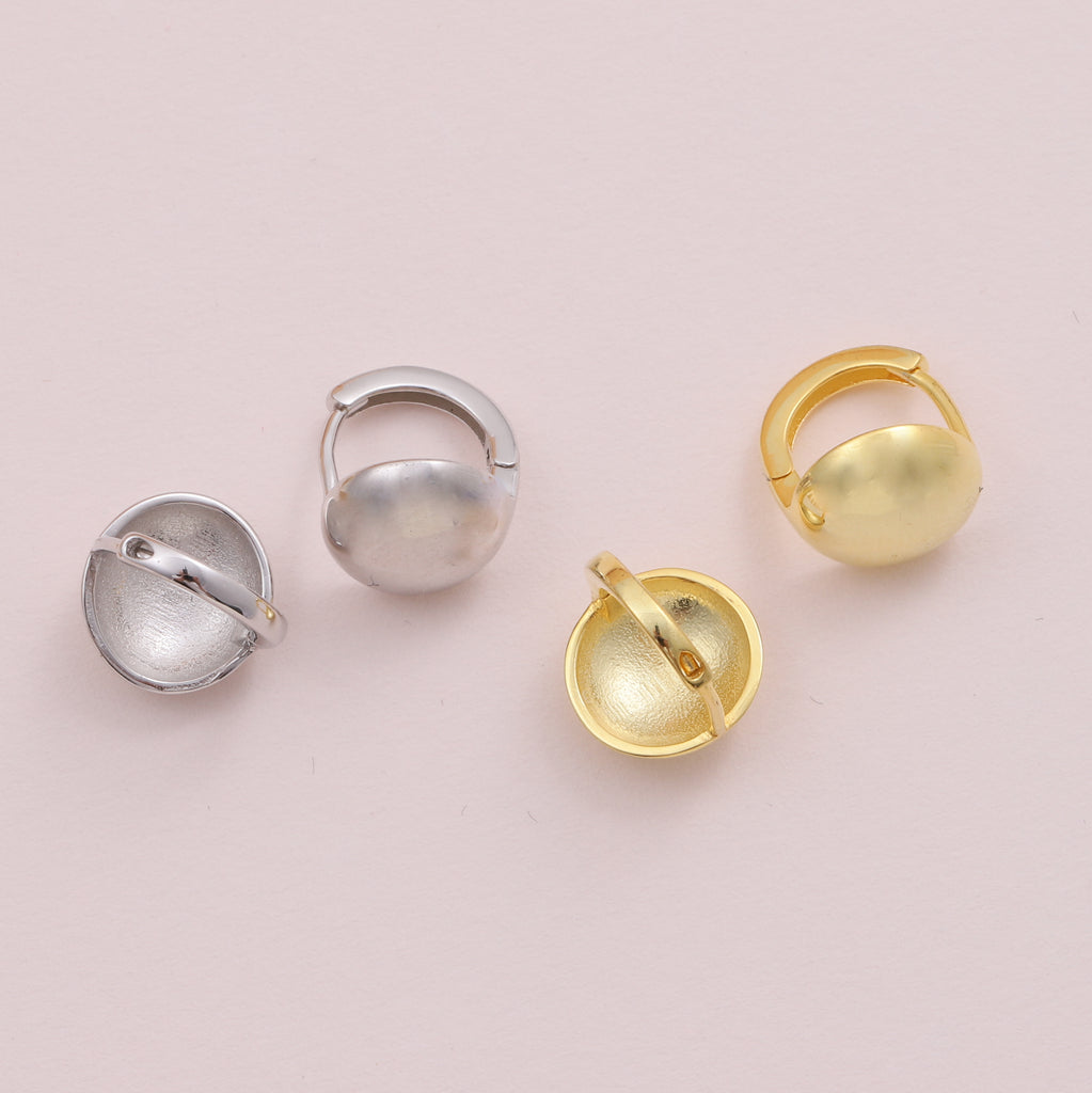 Sterling silver half way disc hoop - sterling silver-NuNu jewellery