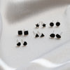 Sterling Silver Black Enamel Shapes Earrings - sterling silver-NuNu jewellery