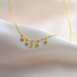 Gold Moon and Stars Necklace - sterling silver-NuNu jewellery