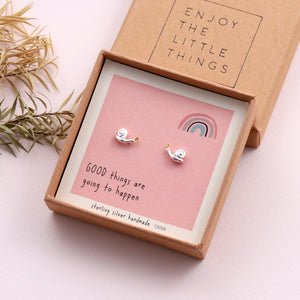 "Good things will happen" snail earrings - sterling silver-NuNu jewellery