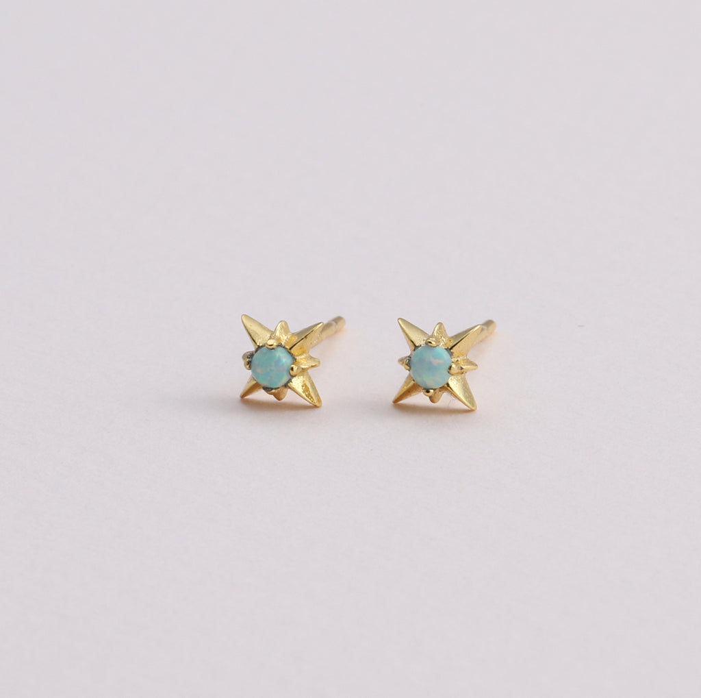 Turquoise gem stone sterling silver star earrings - sterling silver-NuNu jewellery