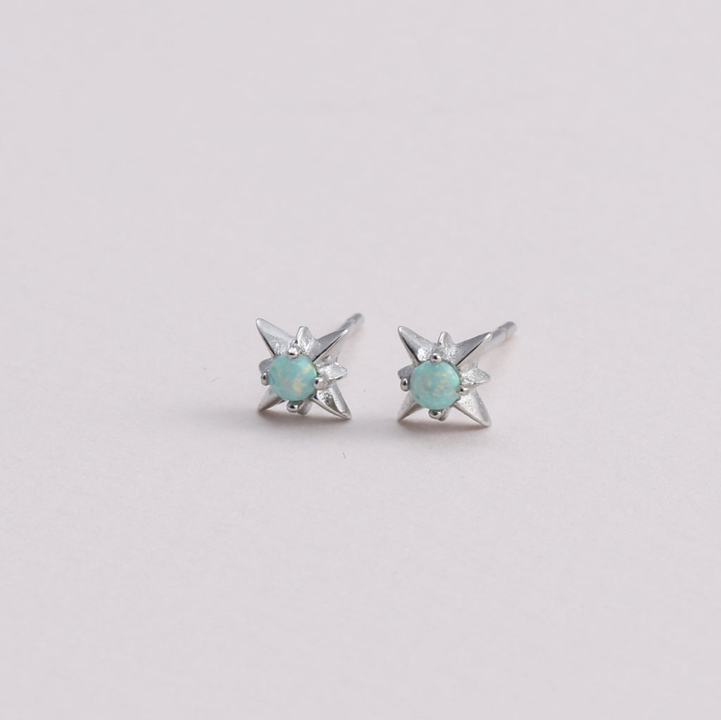 Turquoise gem stone sterling silver star earrings - sterling silver-NuNu jewellery