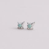 Turquoise gem stone sterling silver star earrings - sterling silver-NuNu jewellery