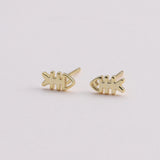 Little gold fish earrings - sterling silver-NuNu jewellery