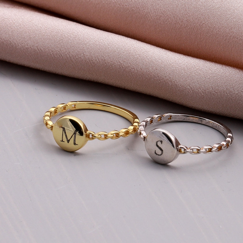 Personalised Sterling Silver Initial Stacking Ring - sterling silver-NuNu jewellery