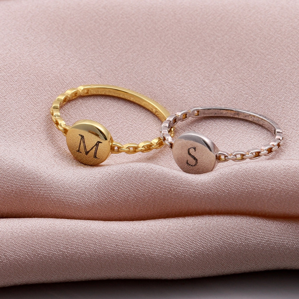Personalised Sterling Silver Initial Stacking Ring - sterling silver-NuNu jewellery