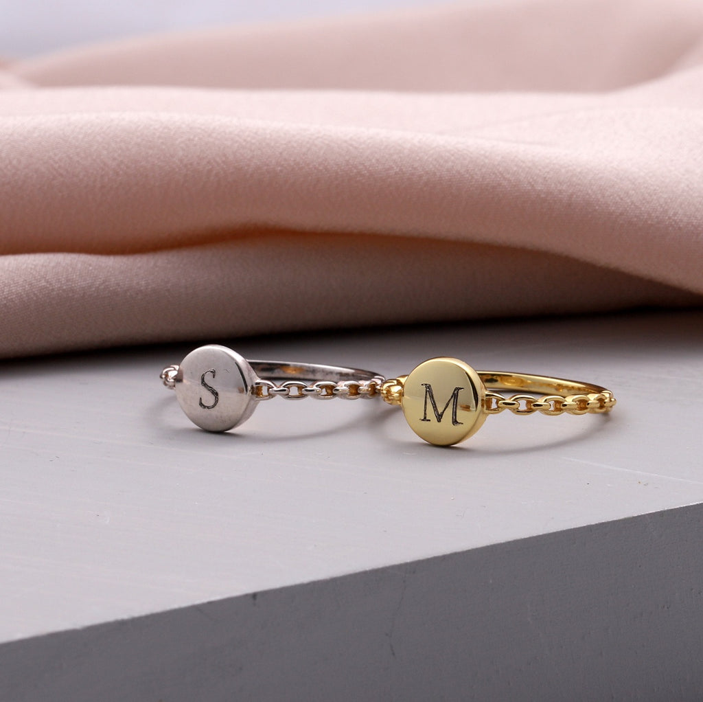 Personalised Sterling Silver Initial Stacking Ring - sterling silver-NuNu jewellery