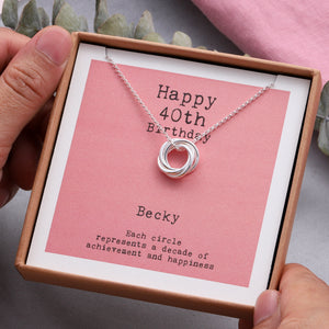 Sterling Silver Happy 40th Birthday Necklace - sterling silver-NuNu jewellery