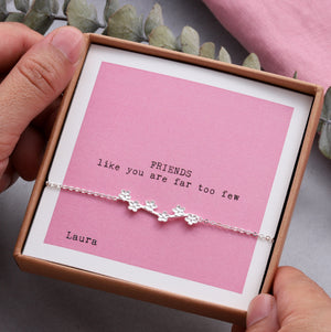 A Friend Like You Flowers On Stem Bracelet - sterling silver-NuNu jewellery