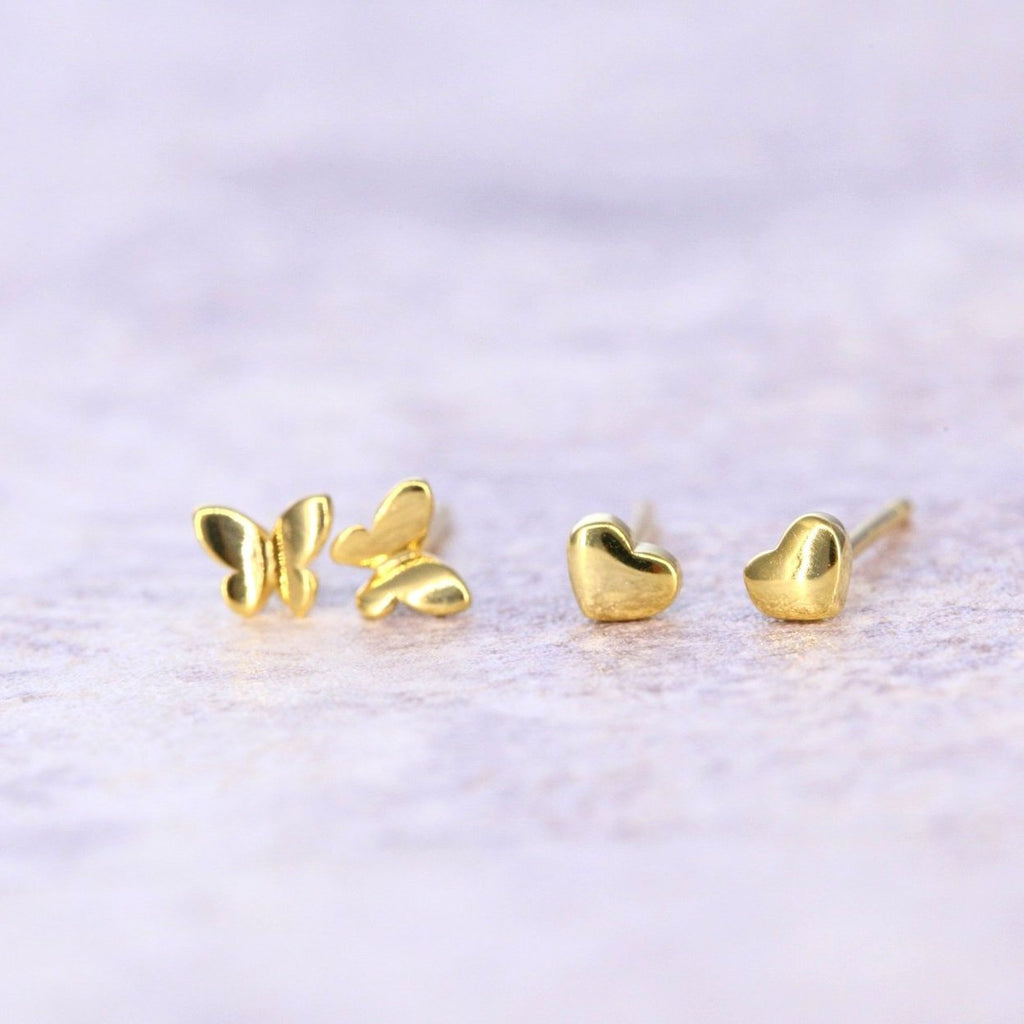 Gold Plated Tiny Earrings - sterling silver-NuNu jewellery