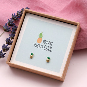 'You Are Pretty Cool' Pineapple Earrings - sterling silver-NuNu jewellery