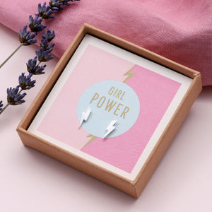 'Girl Power' Lightning Bolt Earrings - sterling silver-NuNu jewellery