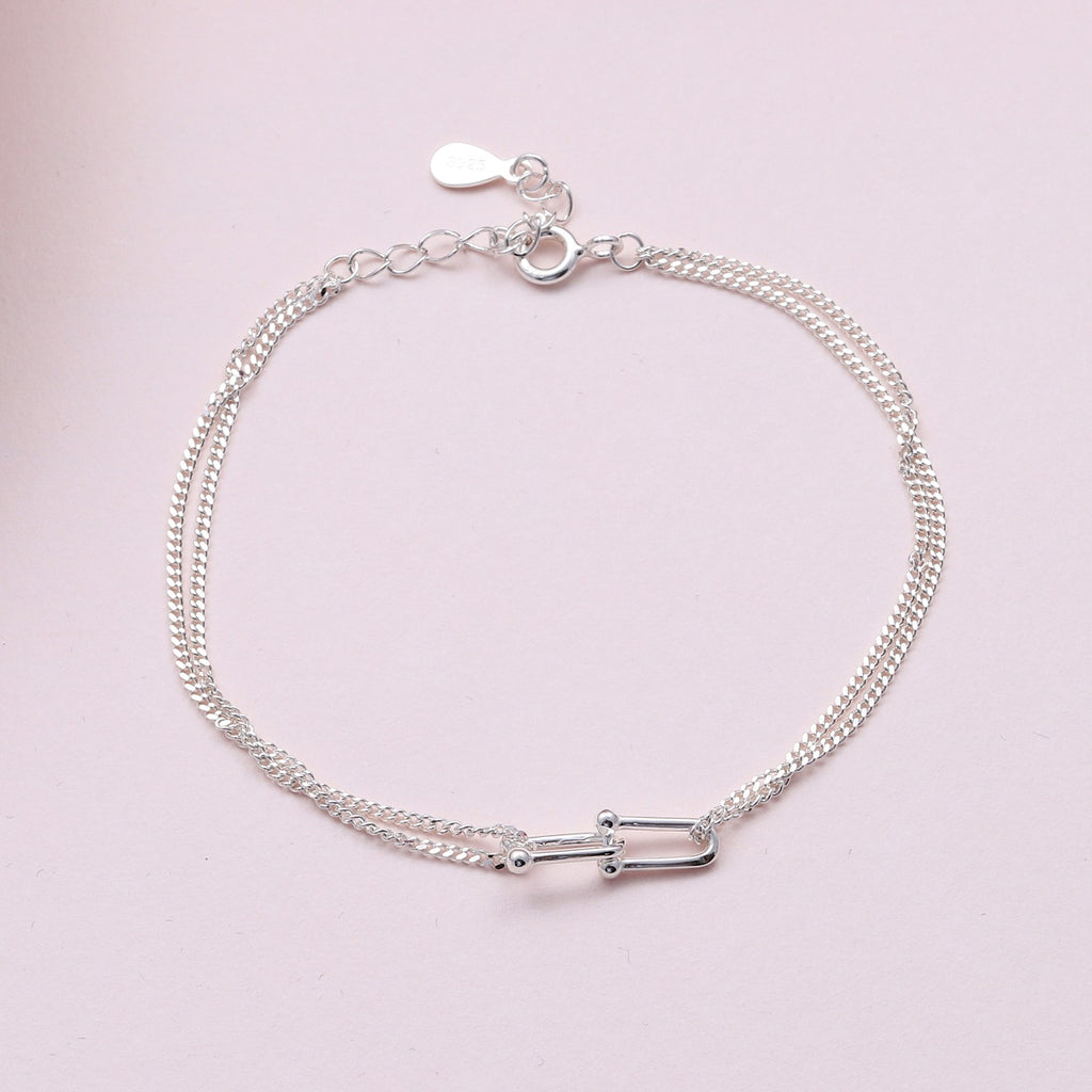 Sterling silver Mini Interlocking Links Bracelet - sterling silver-NuNu jewellery