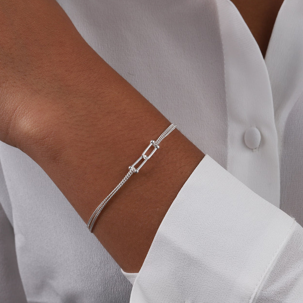 Sterling silver Mini Interlocking Links Bracelet - sterling silver-NuNu jewellery