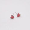 Sterling Silver Little Enamel Heart Earrings - sterling silver-NuNu jewellery